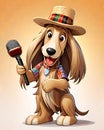Canine singer entertainer microphone stage performance