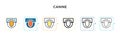 Canine vector icon in 6 different modern styles. Black, two colored canine icons designed in filled, outline, line and stroke Royalty Free Stock Photo