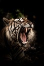 Canines of wild male tiger at ranthambore national park rajasthan india