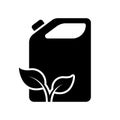 Canister for Eco Gasoline Silhouette Icon. Fuel Can for Natural Diesel or Gas Glyph Pictogram. Container for Organic Royalty Free Stock Photo