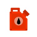 Canister with fuel. Container with oil. Flammable object. Flat cartoon icon isolated on white background. Red gas tank Royalty Free Stock Photo