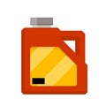 Canister with fuel. Red gas tank. Container with oil. Flammable object Royalty Free Stock Photo