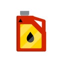 Canister with fuel. Red gas tank. Container with oil. Flammable object. Royalty Free Stock Photo