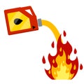 Canister with fuel. Red gas tank. Flammable object. Danger and fire. Royalty Free Stock Photo