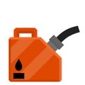 Canister with fuel. Red gas tank. Flat cartoon icon isolated on white background. Container with oil. Flammable object Royalty Free Stock Photo
