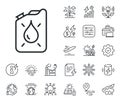 Canister line icon. Diesel fuel sign. Energy, Co2 exhaust and solar panel. Vector