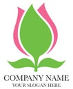 Garden nursery logo with icon of a budded flower. Florist logo