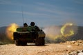 Canjuers, France, circa 2011. Legionaries on the AMX-10 tank during firing.