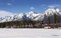 Canmore Alberta Nordic Centre Landscape Canadian Rocky Mountains Springtime Sunny Afternoon Snowy Peaks