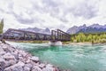 Canmore Engine Bridge Over Bow River Trail in the Canadian Rockies Royalty Free Stock Photo