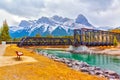 Canmore Engine Bridge Spur Line Trail Over Bow River Royalty Free Stock Photo