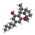 Cannabicyclol or CBL cannabinoid molecule. 3D rendering. Atoms are represented as spheres with conventional color coding: hydrogen Royalty Free Stock Photo