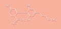 Cannabidiol CBD cannabis molecule. Has antipsychotic effects. Skeletal formula.