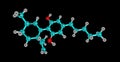 Cannabidiol molecular structure isolated on black