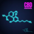 Cannabidiol formula neon icon