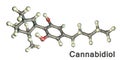 Cannabidiol molecule illustration Royalty Free Stock Photo