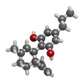 Cannabidivarin or CBDV cannabinoid molecule. 3D rendering. Atoms are represented as spheres with conventional color coding: Royalty Free Stock Photo