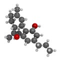 Cannabidivarin or CBDV cannabinoid molecule. 3D rendering. Atoms are represented as spheres with conventional color coding: