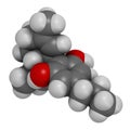 Cannabidivarin or CBDV cannabinoid molecule. 3D rendering. Atoms are represented as spheres with conventional color coding: Royalty Free Stock Photo