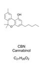 Cannabinol, CBN, found in cannabis and hashish, chemical structure