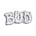 Cannabis bud lettering words silhouette with smoke effect