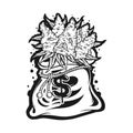 Cannabis currency dollar sign sack bud outline