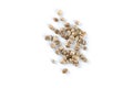 Cannabis hemp seeds pile close up macro shot isolated