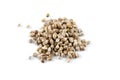 Cannabis hemp seeds pile close up macro shot isolated