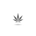 Cannabis leaf logo icon with shadow Royalty Free Stock Photo