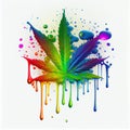 Cannabis leaf multicolored symbol on light background. AI generative