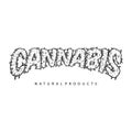 Cannabis lettering word smoking weed leaf illustration monochrome