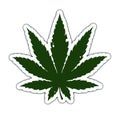 Cannabis marijuana leaf sticker blank illustration realism isolate.