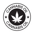 Cannabis Oil Badge Label Icon Vector, cbd oil label, hemp oil, marijuana leaf, seal icon design