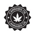 Cannabis Oil Badge Label Icon Vector, cbd oil label, hemp oil, marijuana leaf, seal icon design
