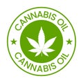 Cannabis Oil Badge Label Icon Vector, cbd oil label, hemp oil, marijuana leaf, seal icon design