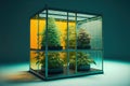 Cannabis plant racks in a grow chamber