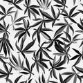 Cannabis sativa leaves monochrome seamless pattern