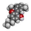 Cannabivarin or cannabivarol cannabinoid molecule. 3D rendering. Atoms are represented as spheres with conventional color coding: Royalty Free Stock Photo