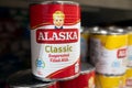 Alaska classic evaporated milk in can - product of the Philippines Royalty Free Stock Photo
