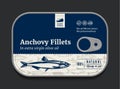 Canned anchovy label template Royalty Free Stock Photo