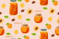 Canned apricot. Seamless pattern. Royalty Free Stock Photo