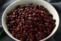 Canned Black Beans in white bowl. Healthy food Royalty Free Stock Photo