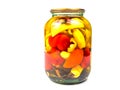 Canned Bulgarian pepper vegetable in a glass jar