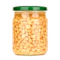 canned corn in a glass can, isolate Royalty Free Stock Photo