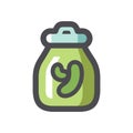 Canned Cucumbers glass jar Vector icon Cartoon illustration.