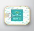 Canned Fish Label Template. Abstract Vector Fish Aluminium Container with Label Cover. Packaging Design. Modern