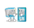 Canned fish looking into mirror cartoon. cartoon mascot vector