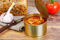 Canned Fish Sprat in Tomato Sauce Royalty Free Stock Photo