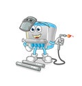 Canned fish welder mascot. cartoon vector Royalty Free Stock Photo