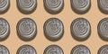 Canned food background. Seamless pattern of tin cans top view Royalty Free Stock Photo